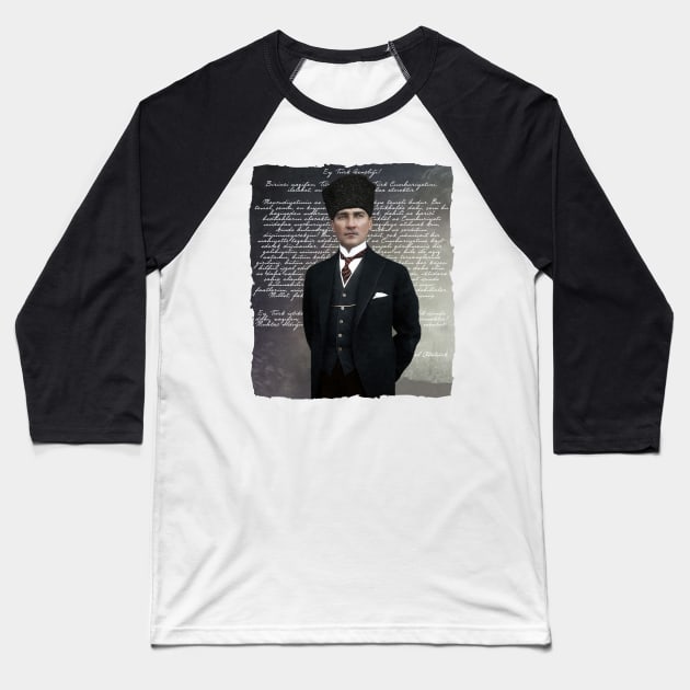 Ataturk Genclige Hitabe Baseball T-Shirt by Tuwegl